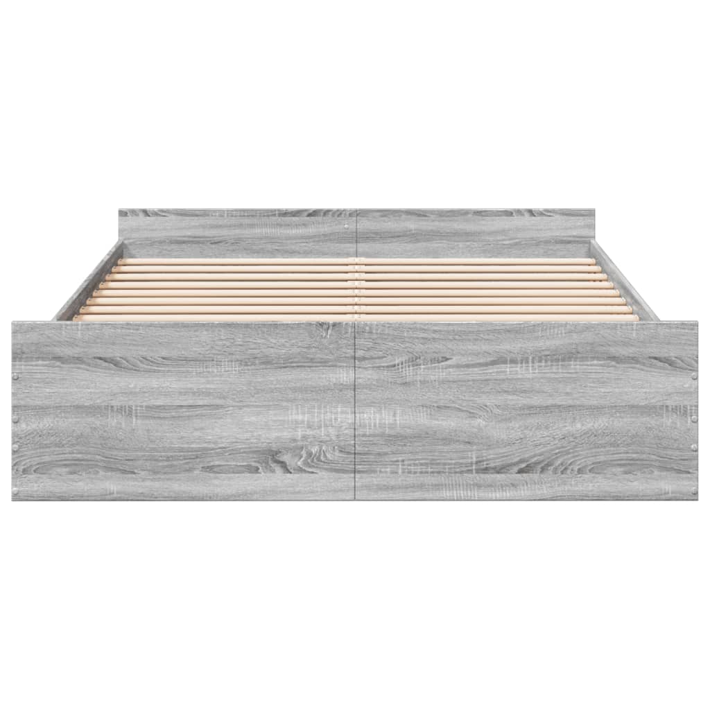 Bed Frame with Drawers without Mattress Grey Sonoma 150x200 cm King Size
