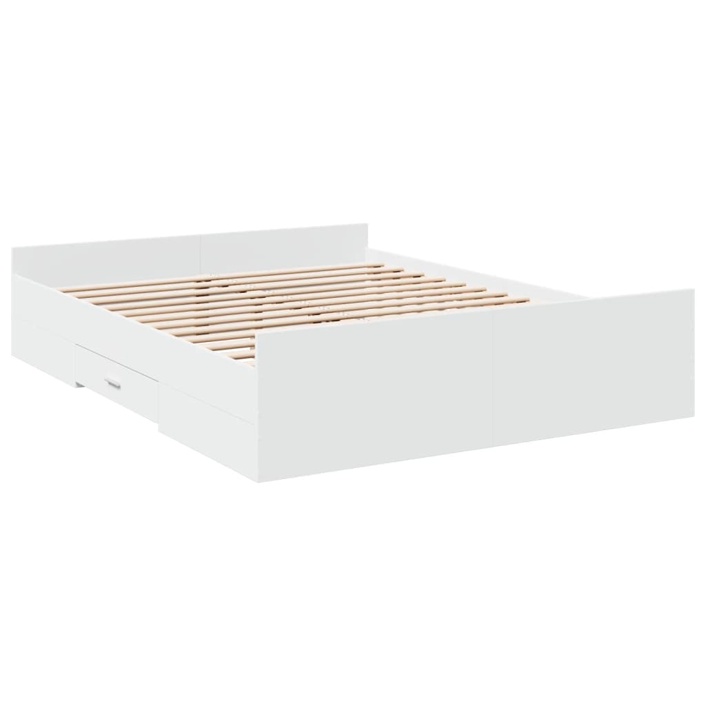 vidaXL Bed Frame with Drawers without Mattress White 140x200 cm