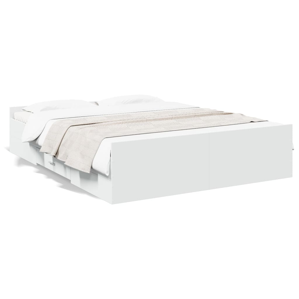 vidaXL Bed Frame with Drawers without Mattress White 140x200 cm