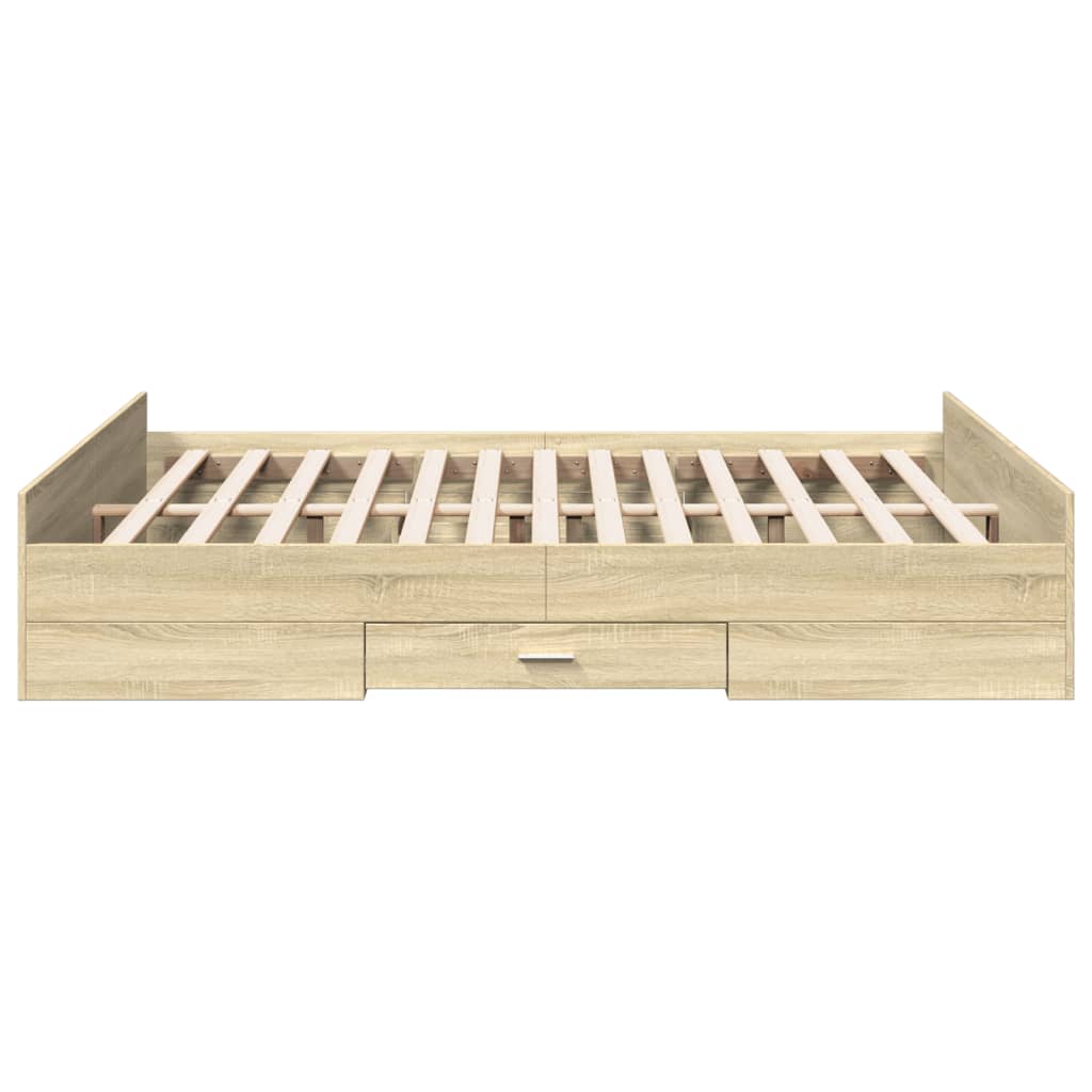 vidaXL Bed Frame with Drawers without Mattress Sonoma Oak 140x200 cm