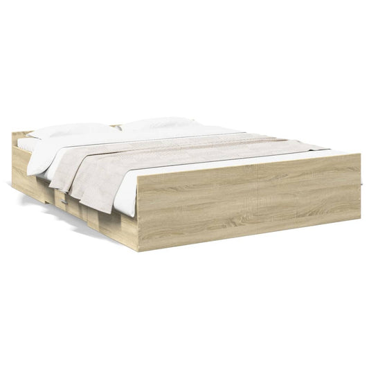 vidaXL Bed Frame with Drawers without Mattress Sonoma Oak 140x200 cm