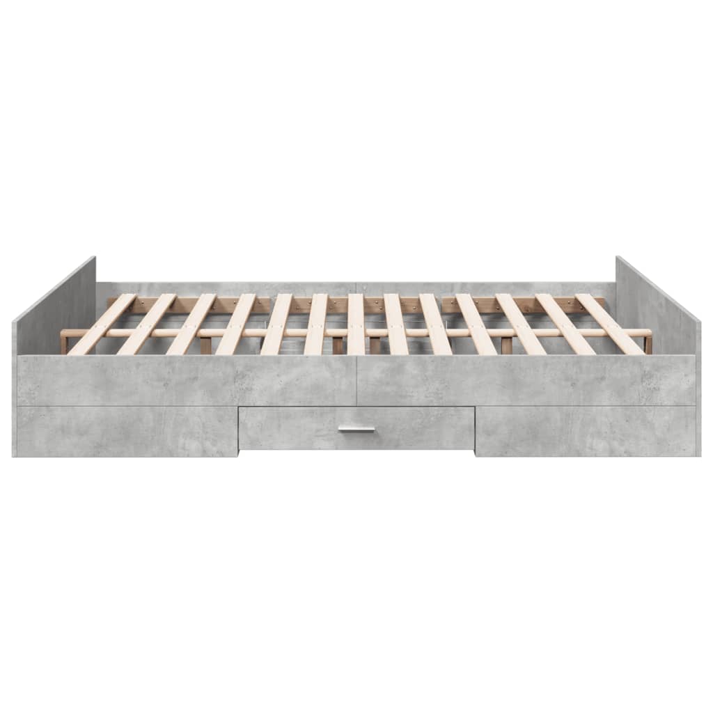 Bed Frame with Drawers without Mattress Concrete Grey 140x200 cm