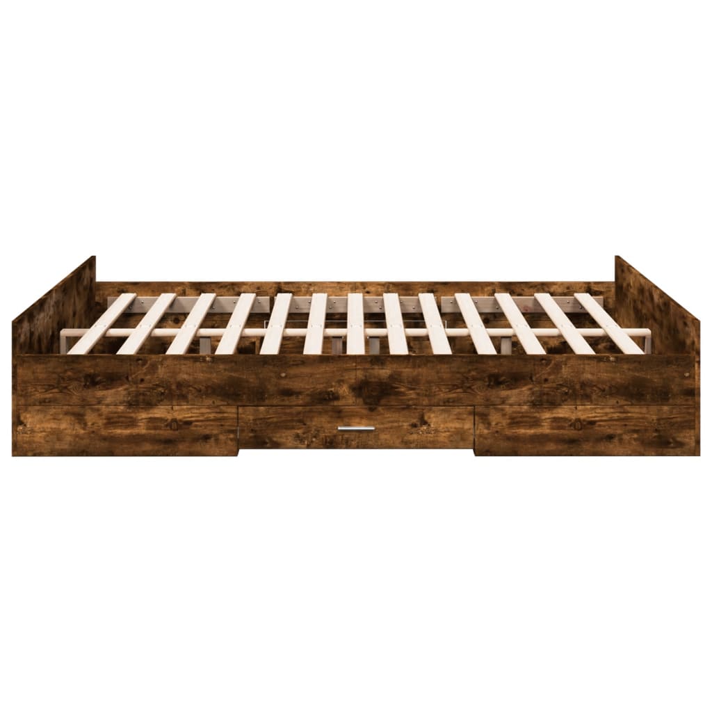 vidaXL Bed Frame with Drawers without Mattress Smoked Oak 140x200 cm