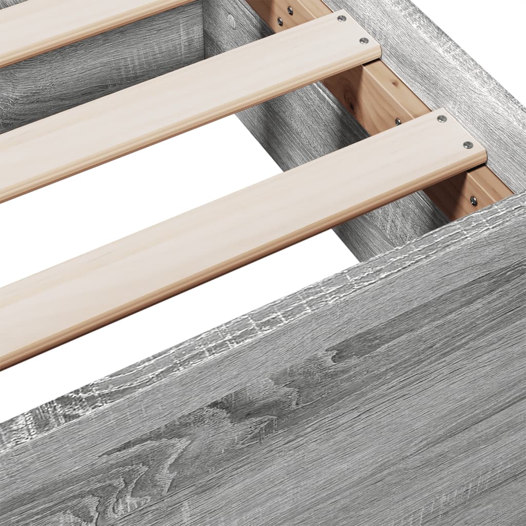 Bed Frame with Drawers without Mattress Grey Sonoma 140x200 cm