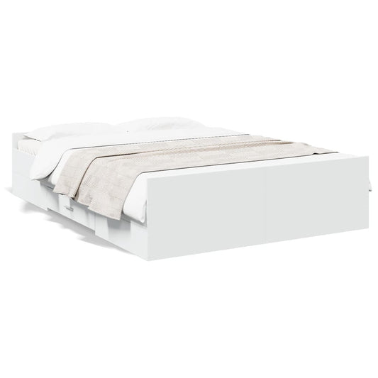 vidaXL Bed Frame with Drawers without Mattress White 120x200 cm