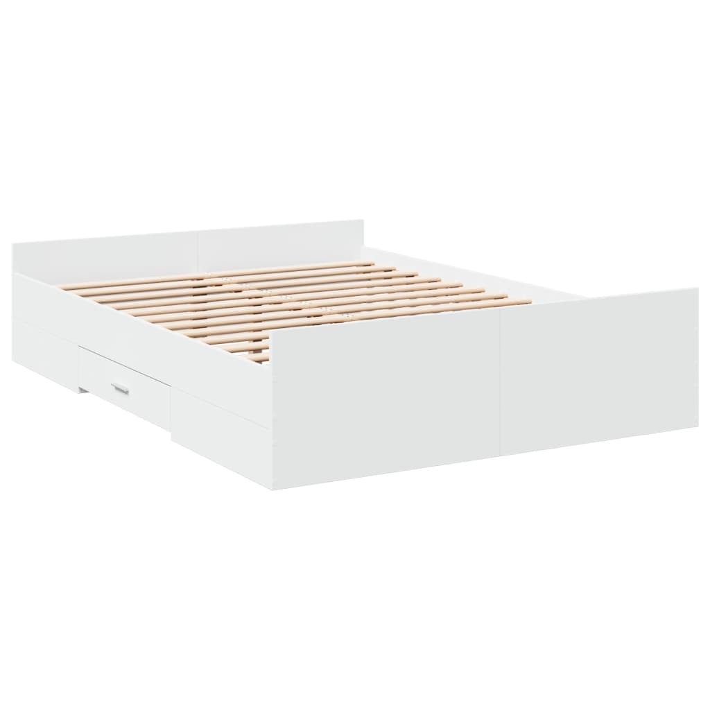 vidaXL Bed Frame with Drawers without Mattress White 140x190 cm