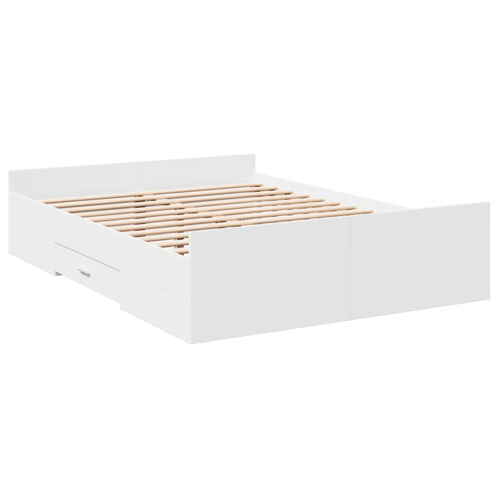 vidaXL Bed Frame with Drawers without Mattress White 140x190 cm