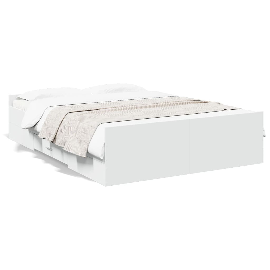 vidaXL Bed Frame with Drawers without Mattress White 140x190 cm