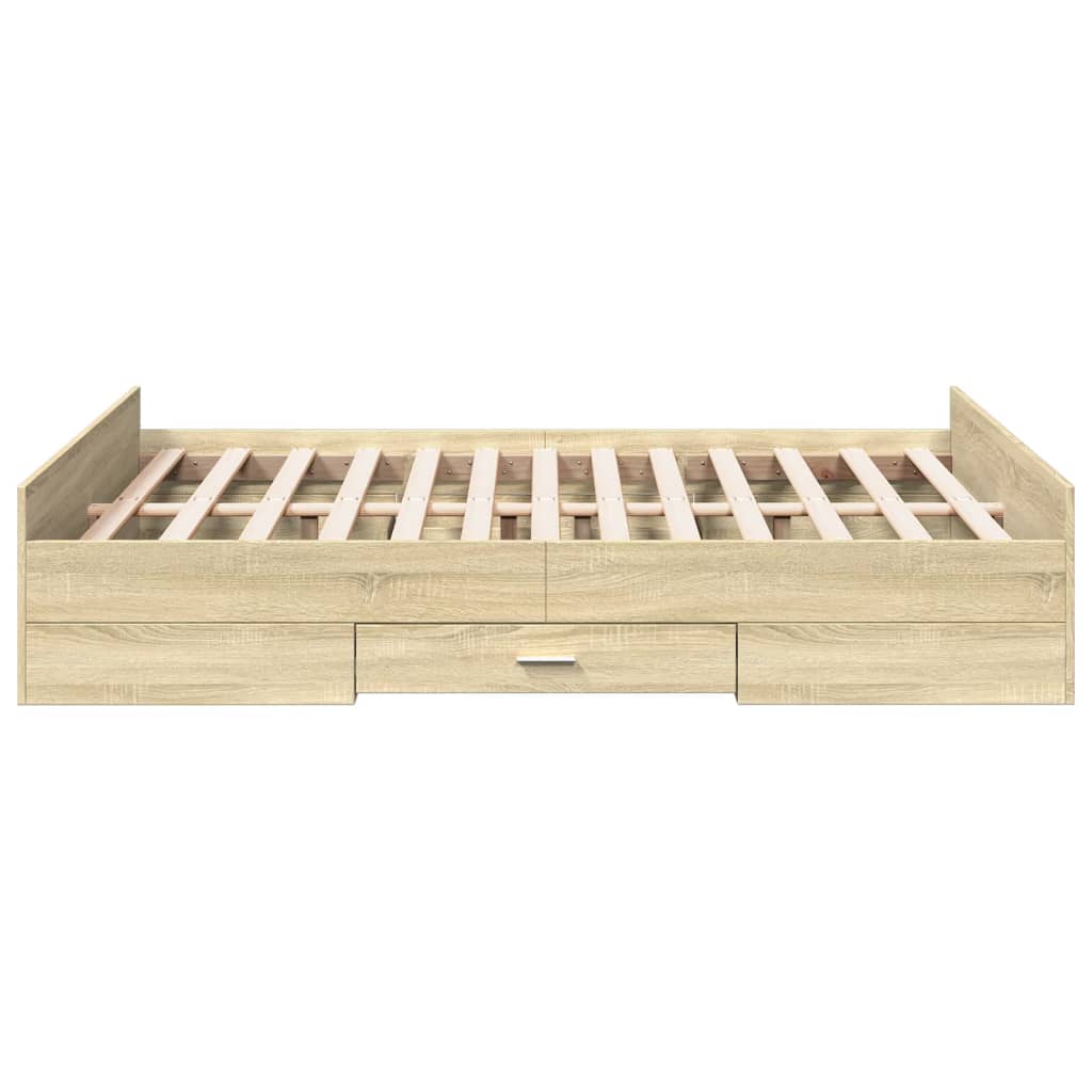 vidaXL Bed Frame with Drawers without Mattress Sonoma Oak 140x190 cm