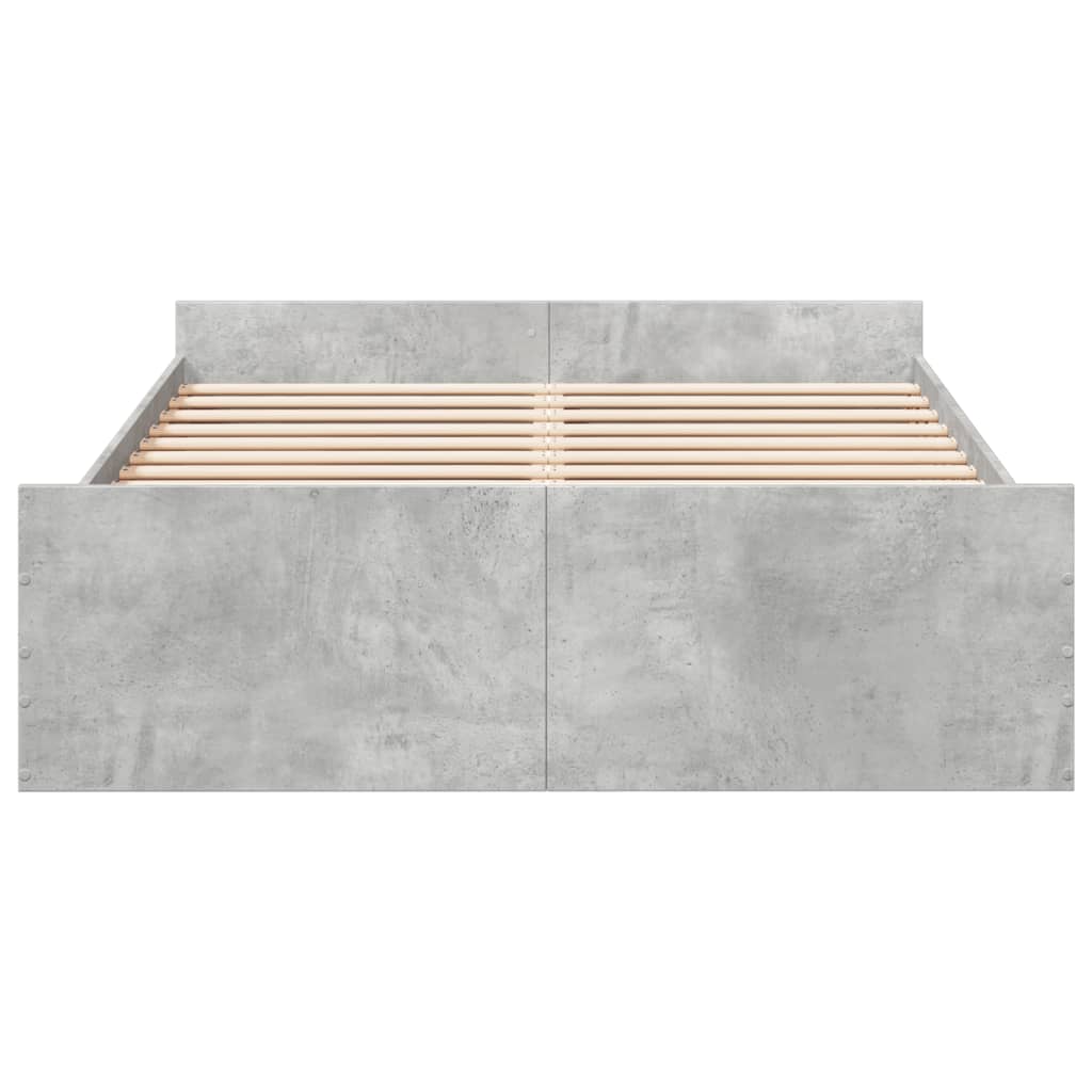 vidaXL Bed Frame with Drawers without Mattress Concrete Grey 135x190 cm Double