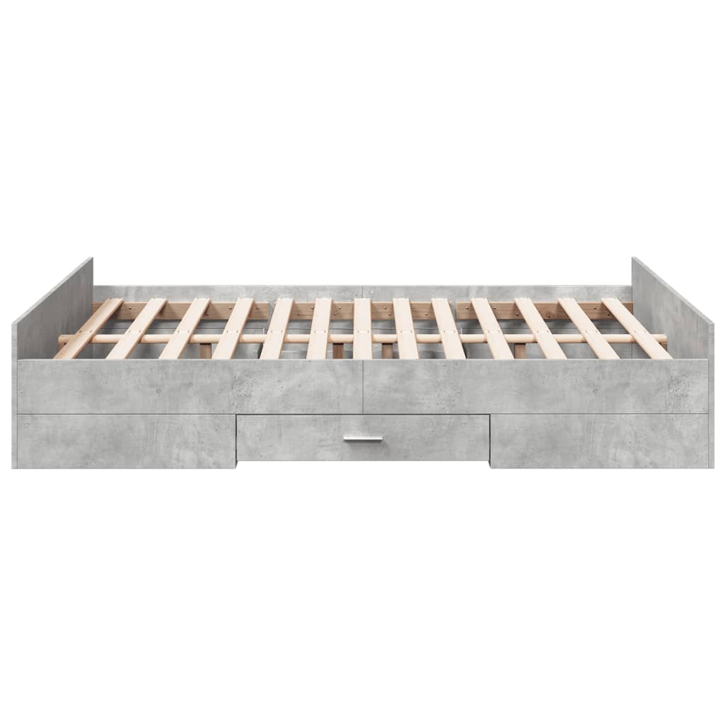 vidaXL Bed Frame with Drawers without Mattress Concrete Grey 135x190 cm Double