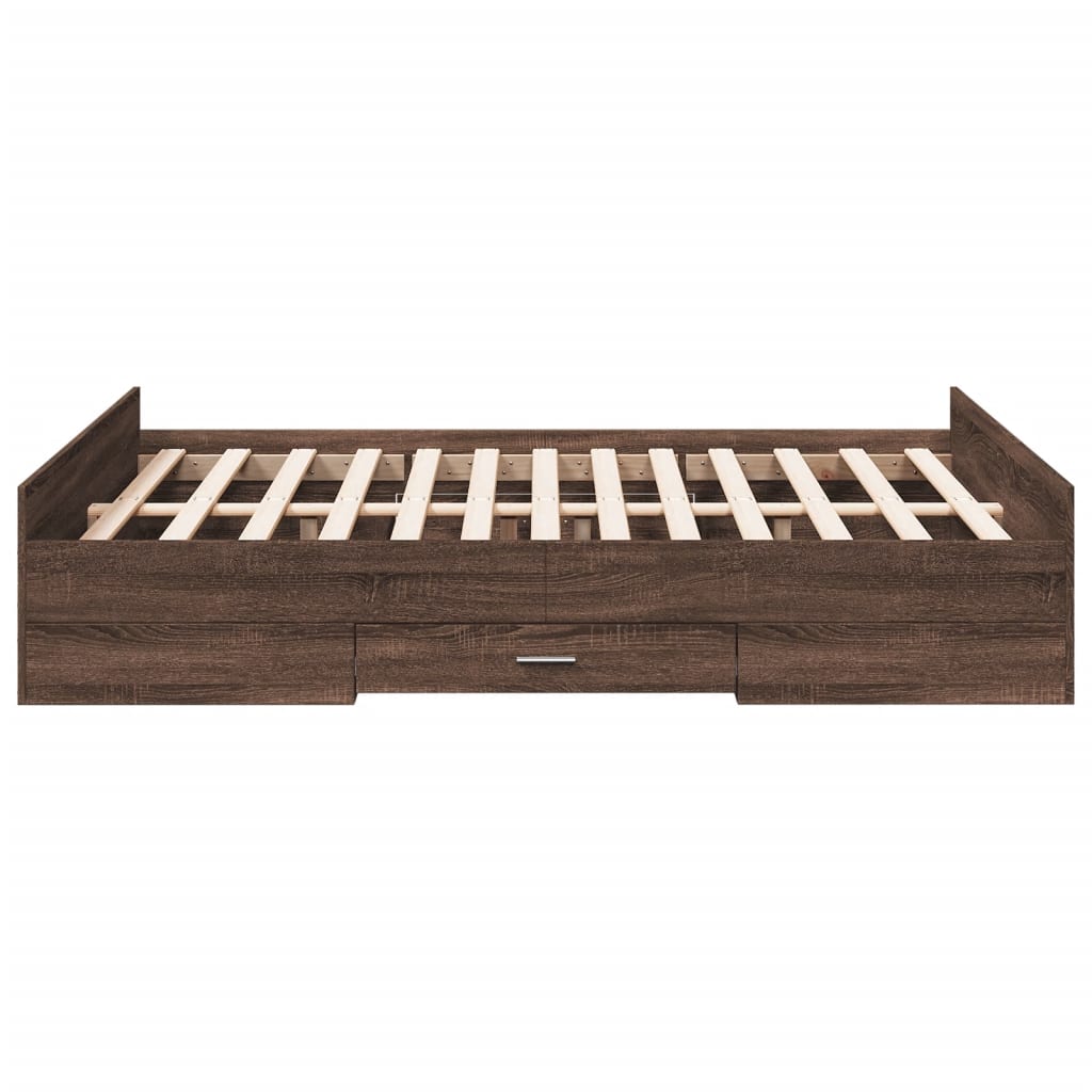 vidaXL Bed Frame with Drawers without Mattress Brown Oak 135x190 cm Double