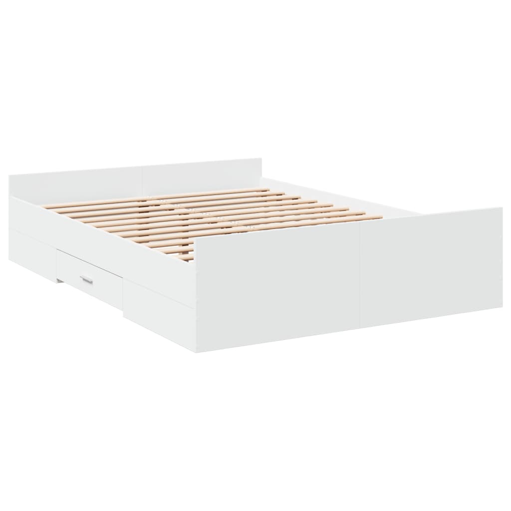 vidaXL Bed Frame with Drawers without Mattress White 120x190 cm Small Double