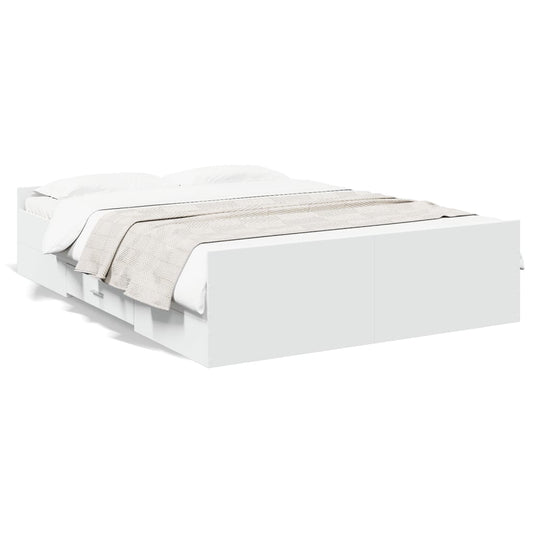 vidaXL Bed Frame with Drawers without Mattress White 120x190 cm Small Double