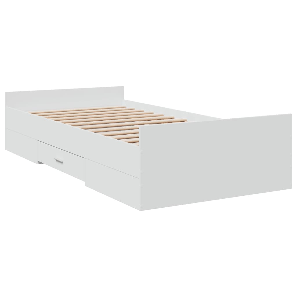 vidaXL Bed Frame with Drawers without Mattress White 100x200 cm