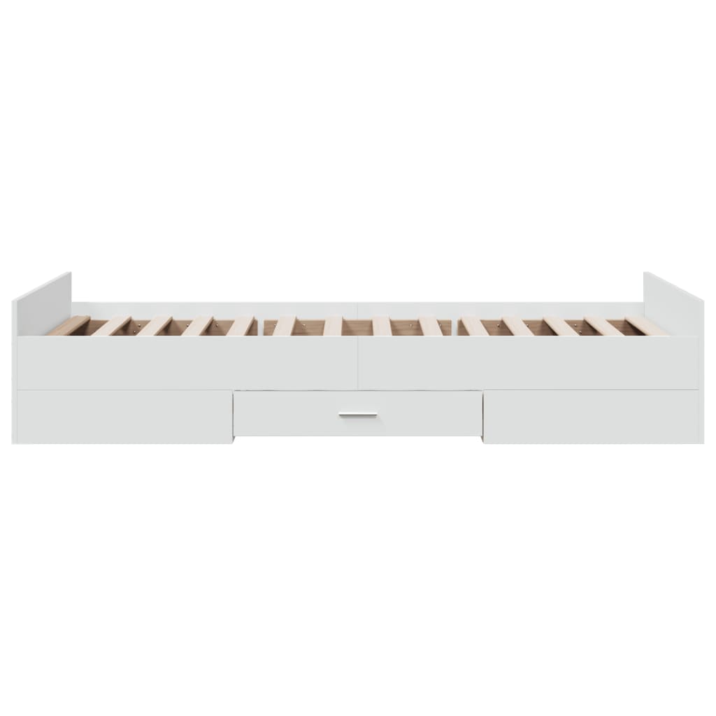 vidaXL Bed Frame with Drawers without Mattress White 100x200 cm