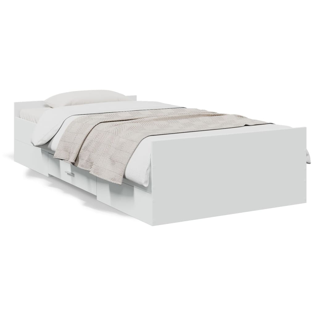 vidaXL Bed Frame with Drawers without Mattress White 100x200 cm