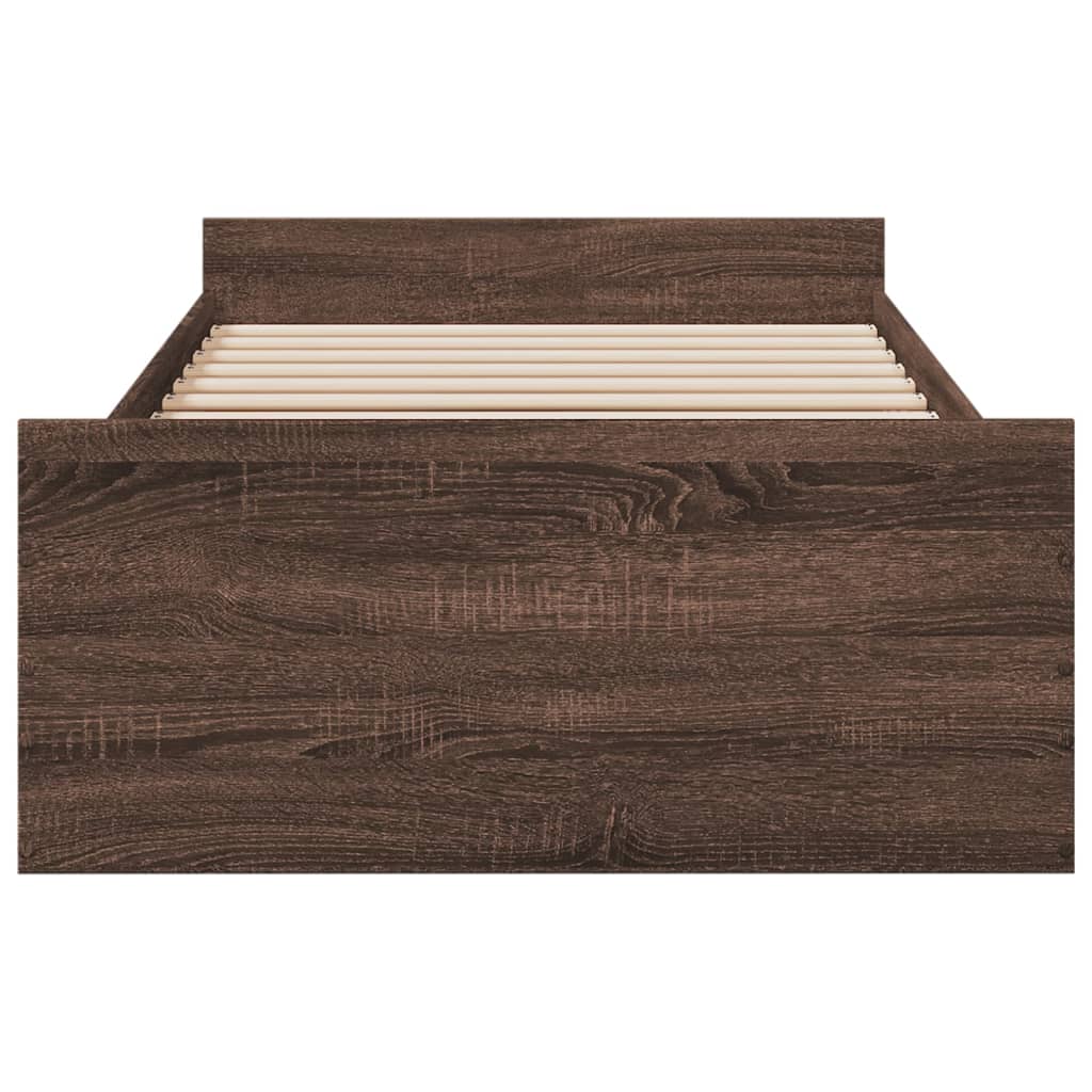 Bed Frame | Brown Oak | Engineered Wood | Single | Storage