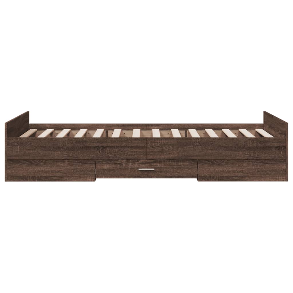 Bed Frame | Brown Oak | Engineered Wood | Single | Storage