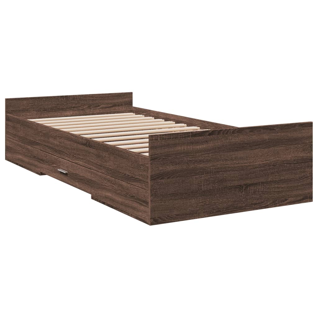 Bed Frame | Brown Oak | Engineered Wood | Single | Storage
