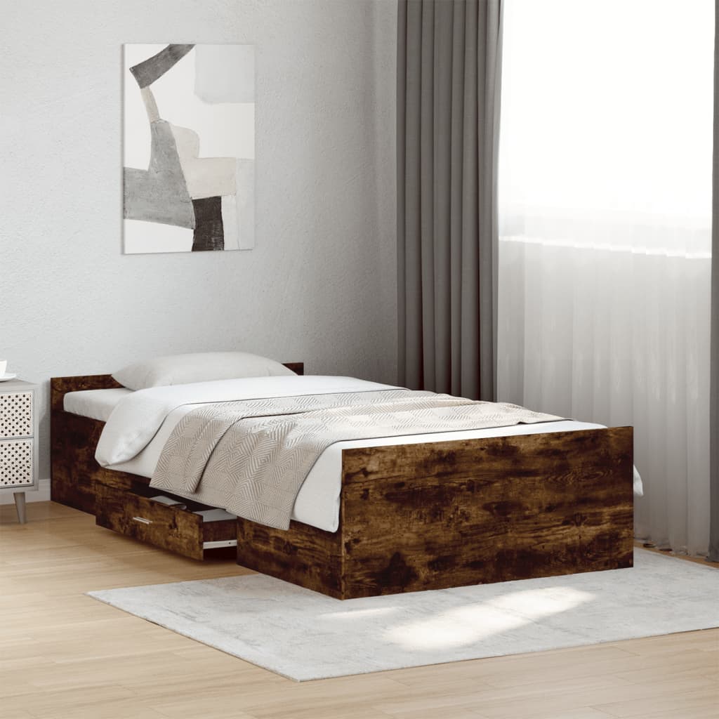 Bed Frame | Smoked Oak | Engineered wood, Plywood | Small Single