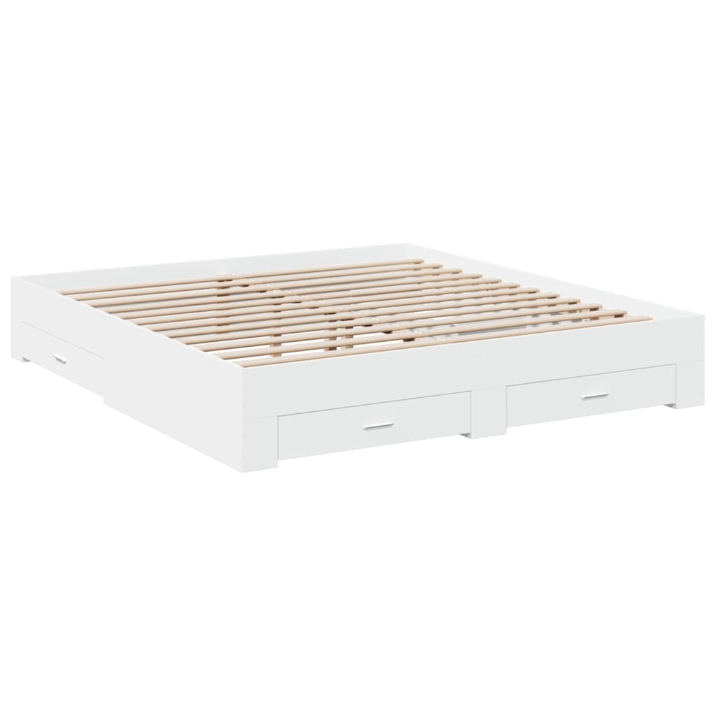 vidaXL Bed Frame with Drawers without Mattress White 200x200 cm