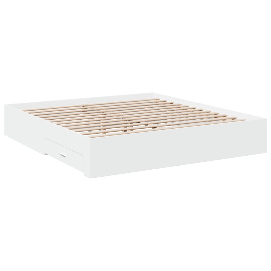 vidaXL Bed Frame with Drawers without Mattress White 200x200 cm