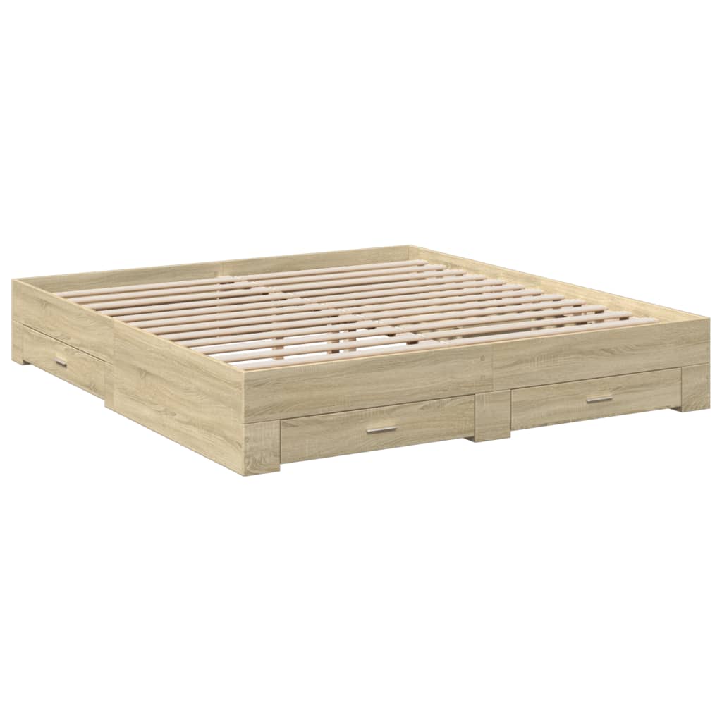 vidaXL Bed Frame with Drawers without Mattress Sonoma Oak 200x200 cm