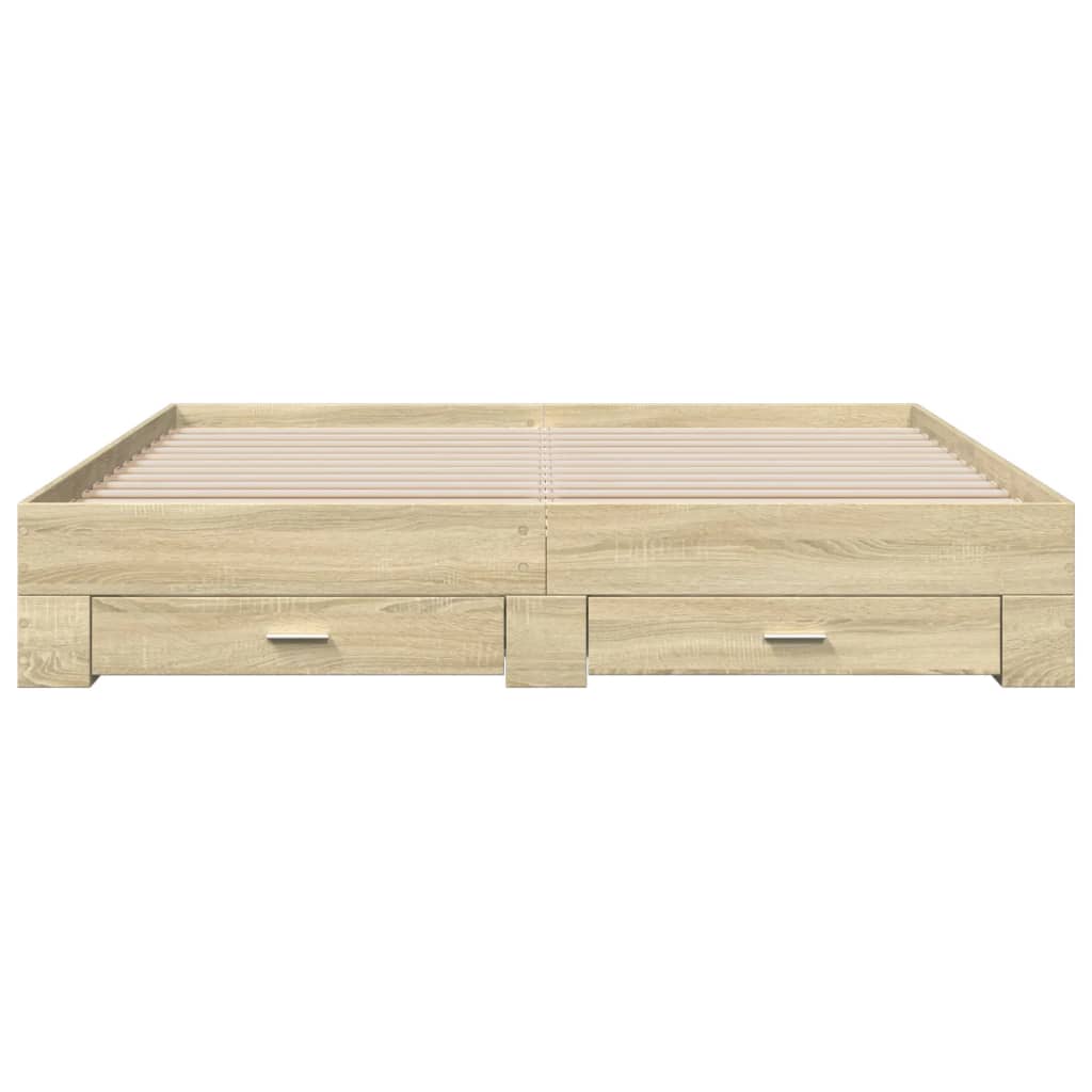 vidaXL Bed Frame with Drawers without Mattress Sonoma Oak 200x200 cm