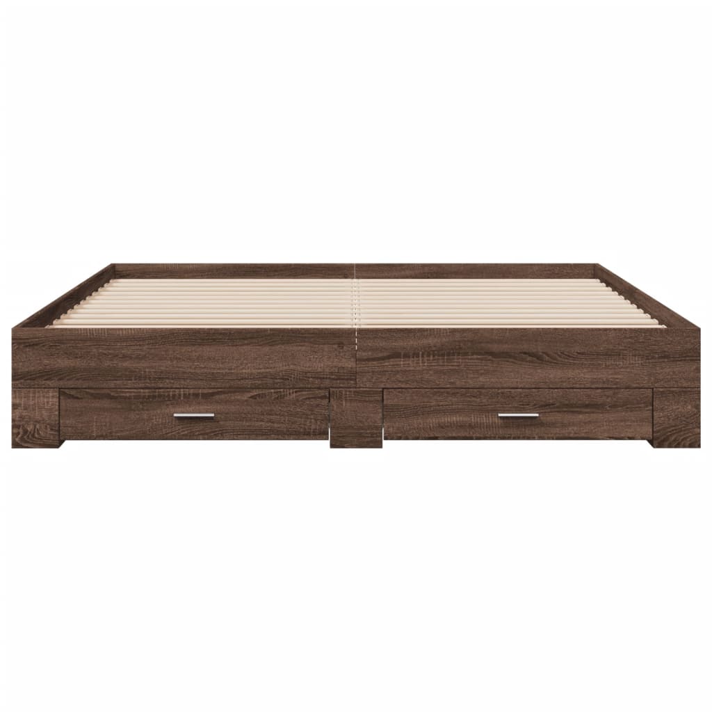 vidaXL Bed Frame with Drawers without Mattress Brown Oak 200x200 cm