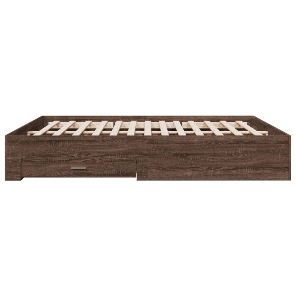 vidaXL Bed Frame with Drawers without Mattress Brown Oak 200x200 cm