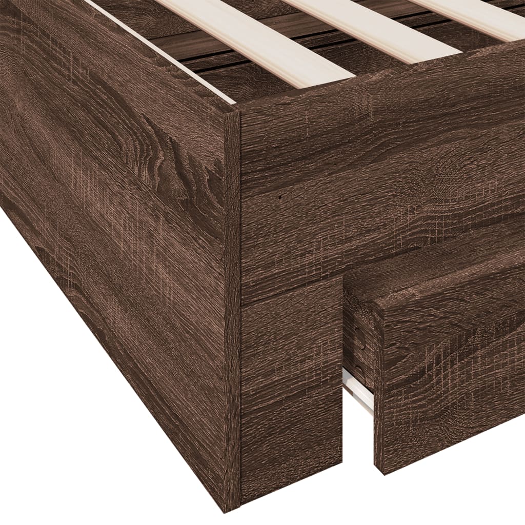 vidaXL Bed Frame with Drawers without Mattress Brown Oak 200x200 cm