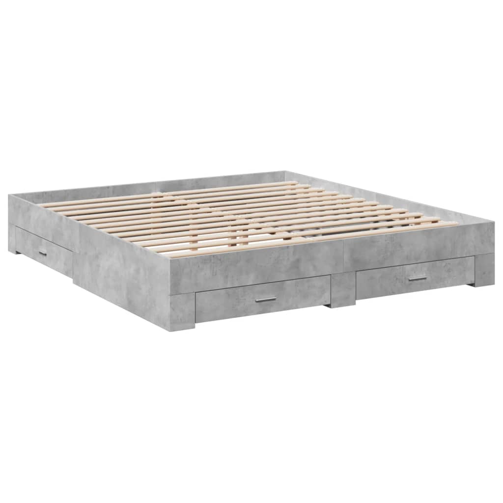 vidaXL Bed Frame with Drawers without Mattress Concrete Grey 180x200 cm Super King