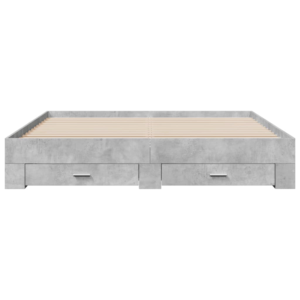 vidaXL Bed Frame with Drawers without Mattress Concrete Grey 180x200 cm Super King