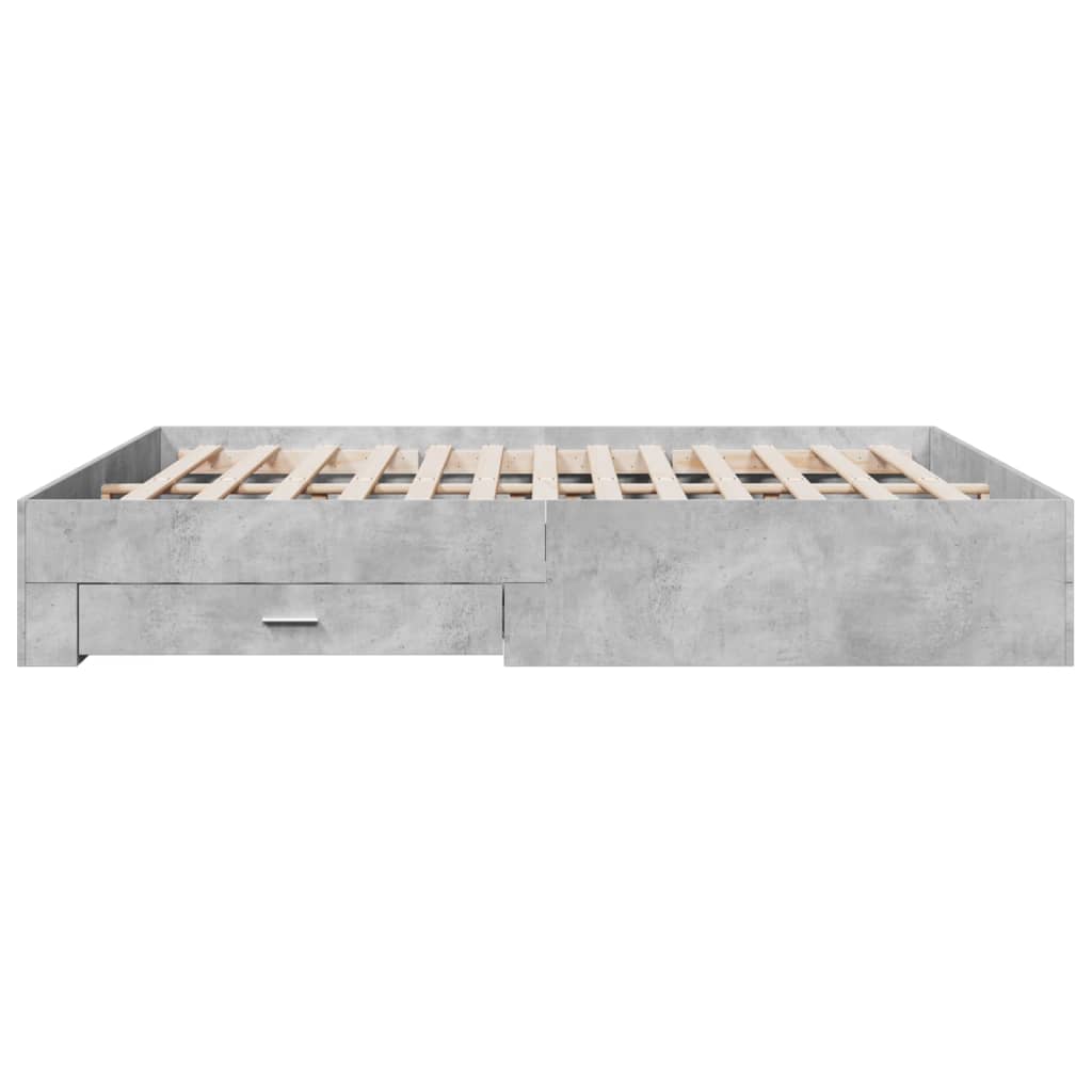 vidaXL Bed Frame with Drawers without Mattress Concrete Grey 180x200 cm Super King