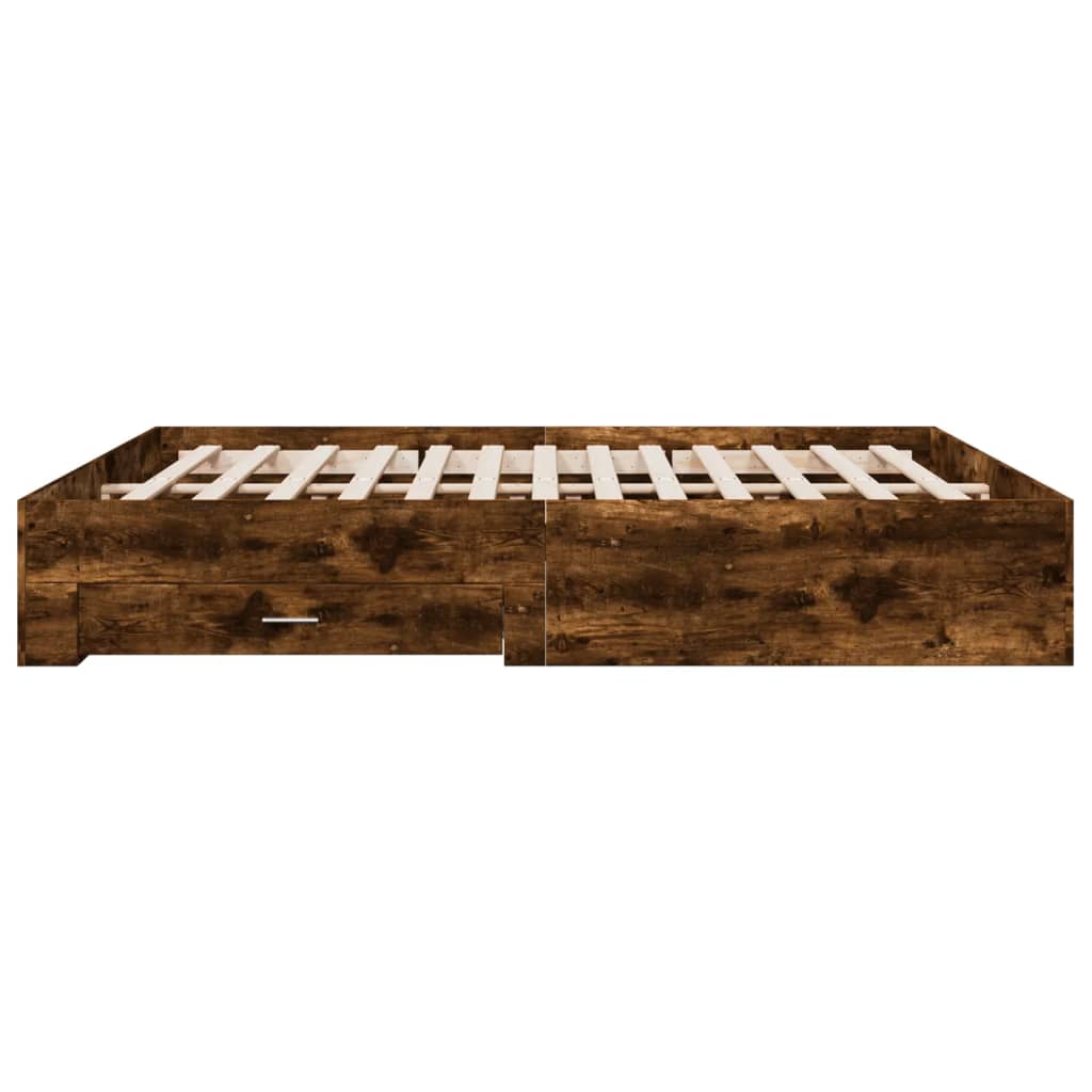 vidaXL Bed Frame with Drawers without Mattress Smoked Oak 180x200 cm Super King