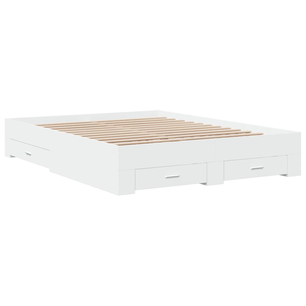 vidaXL Bed Frame with Drawers without Mattress White 160x200 cm