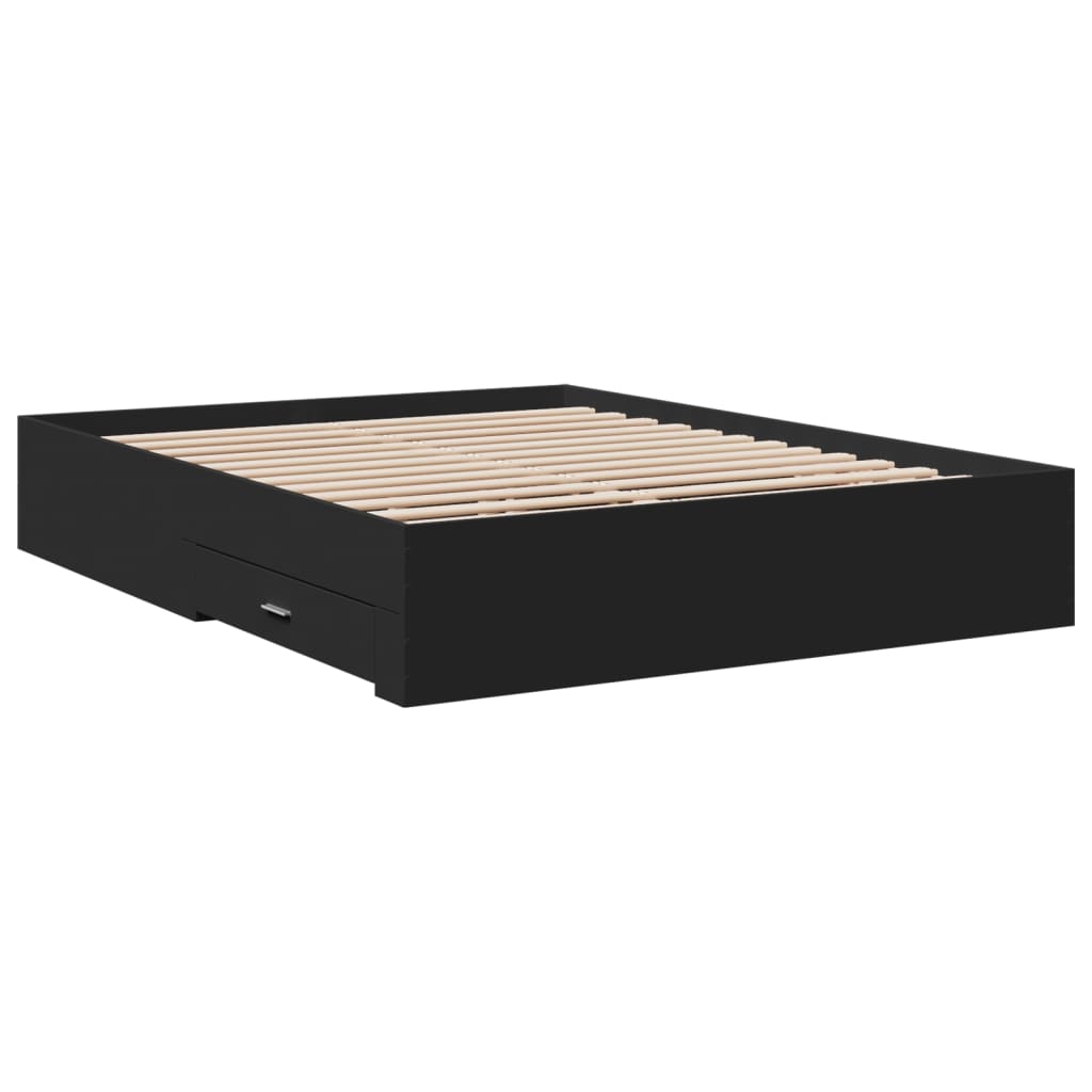 vidaXL Bed Frame with Drawers without Mattress Black 160x200 cm