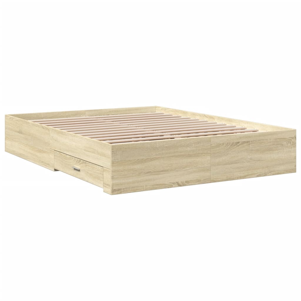 Bed Frame | Sonoma oak | Engineered wood, Plywood | 160x200 cm
