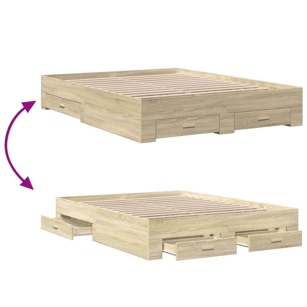 Bed Frame | Sonoma oak | Engineered wood, Plywood | 160x200 cm