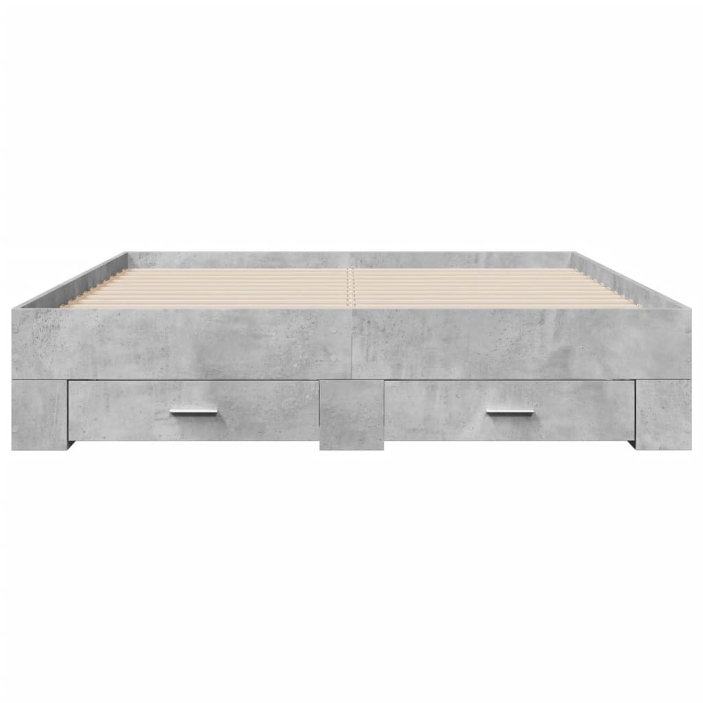 vidaXL Bed Frame with Drawers without Mattress Concrete Grey 160x200 cm