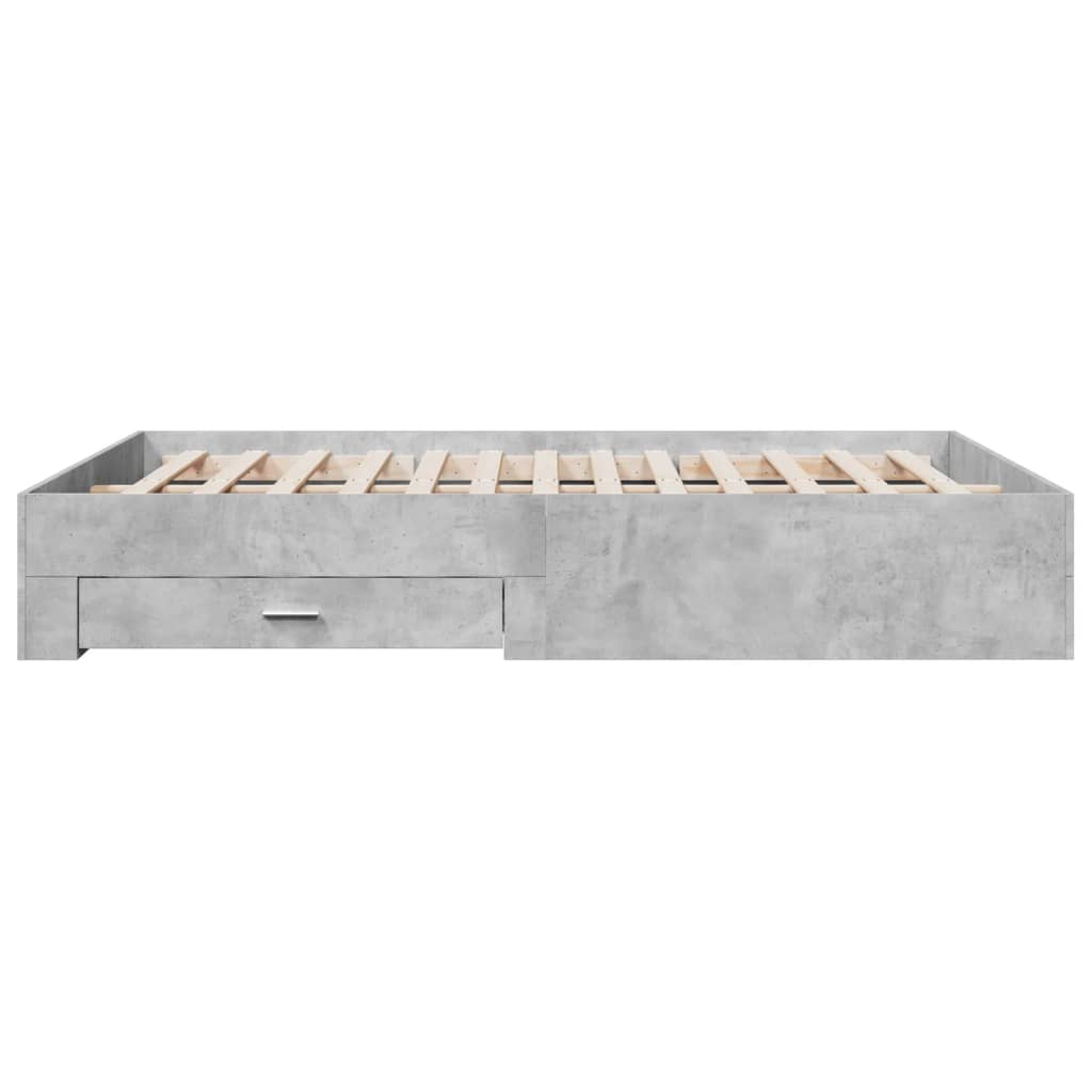 vidaXL Bed Frame with Drawers without Mattress Concrete Grey 160x200 cm