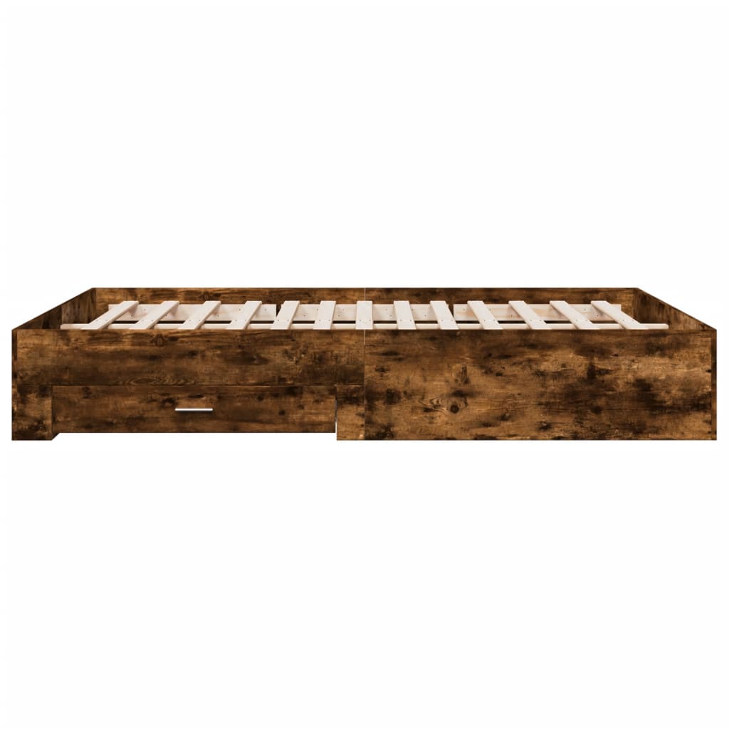 vidaXL Bed Frame with Drawers without Mattress Smoked Oak 160x200 cm