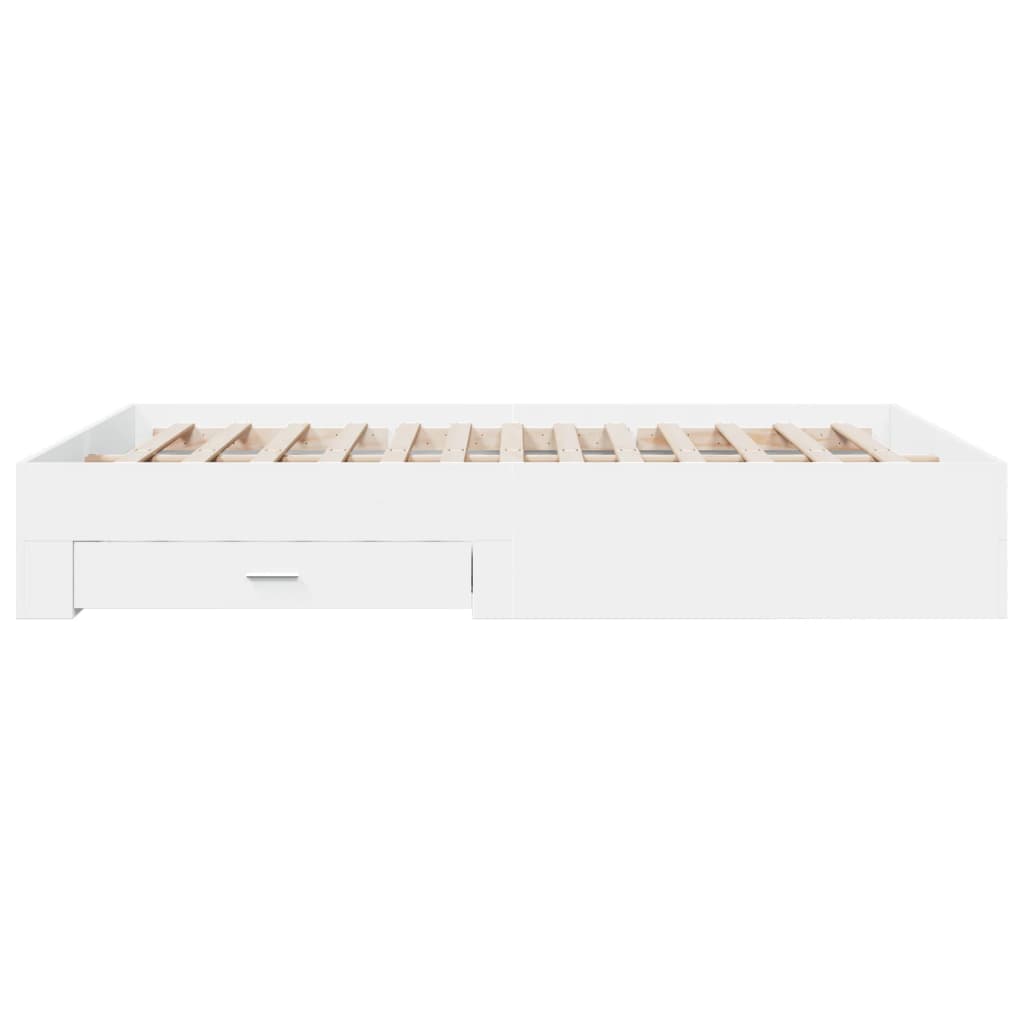 vidaXL Bed Frame with Drawers without Mattress White 150x200 cm King Size