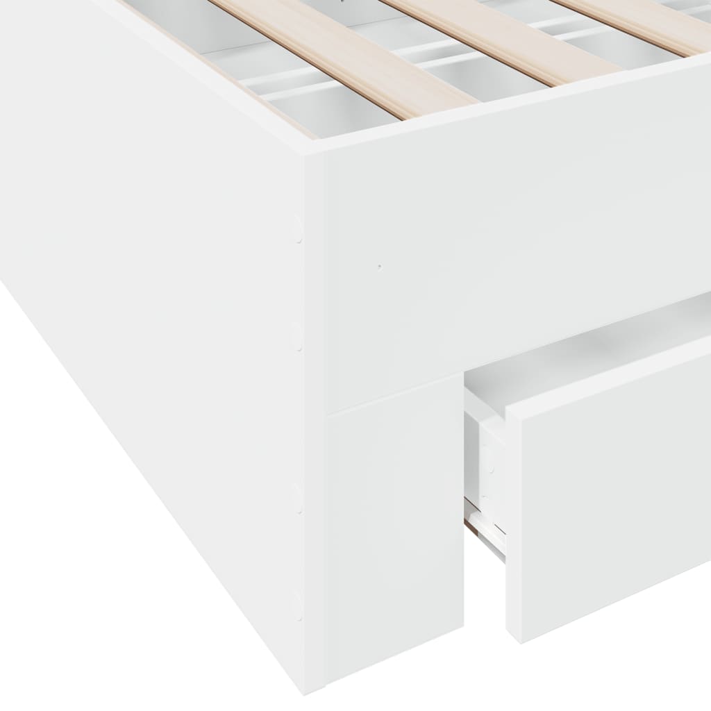 vidaXL Bed Frame with Drawers without Mattress White 150x200 cm King Size