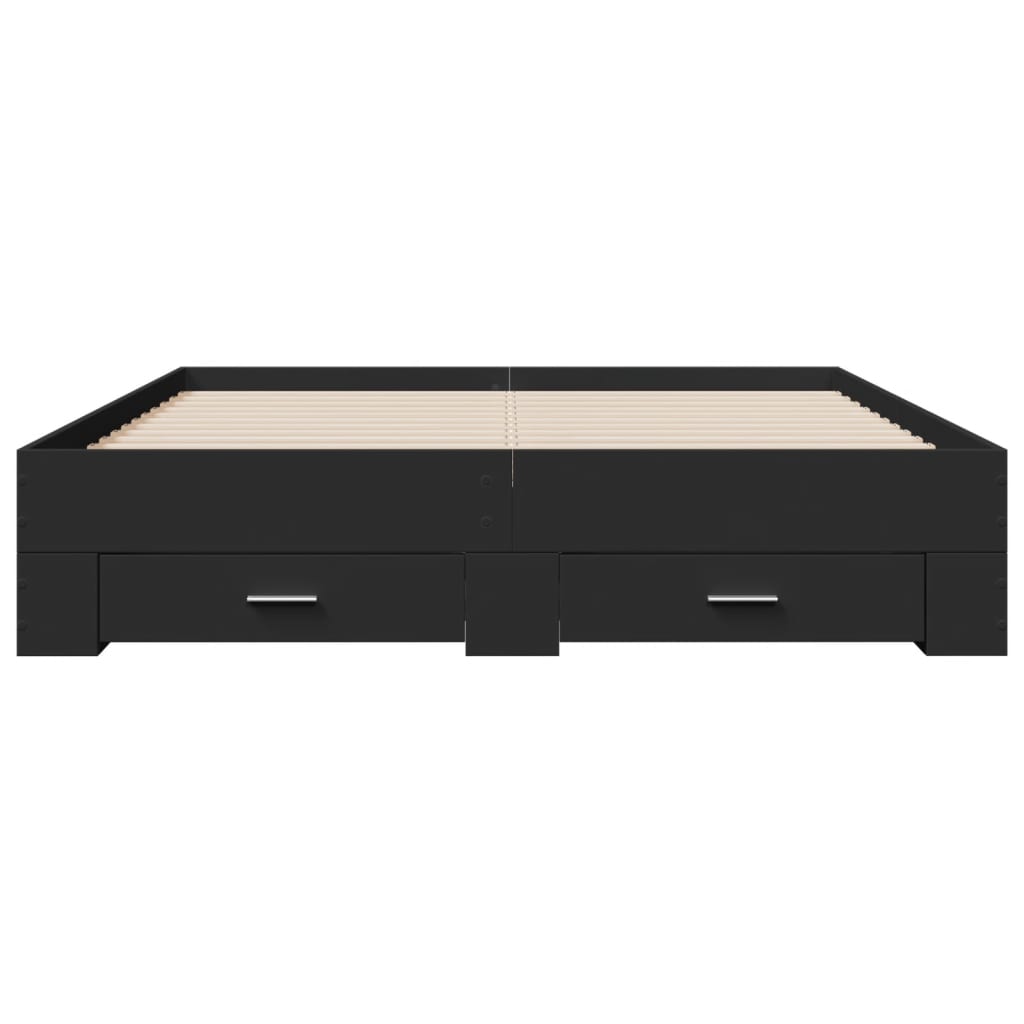 vidaXL Bed Frame with Drawers without Mattress Black 150x200 cm King Size