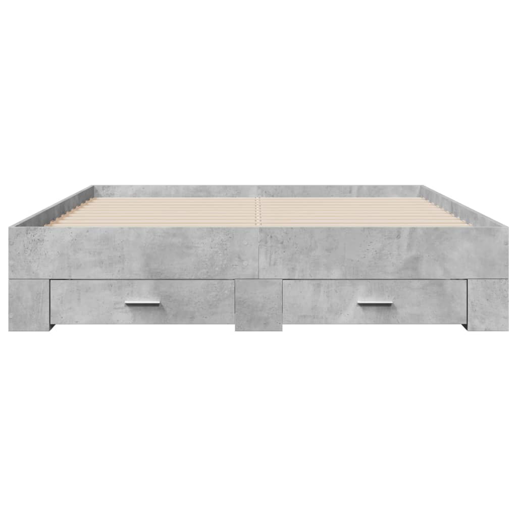 vidaXL Bed Frame with Drawers without Mattress Concrete Grey 150x200 cm King Size