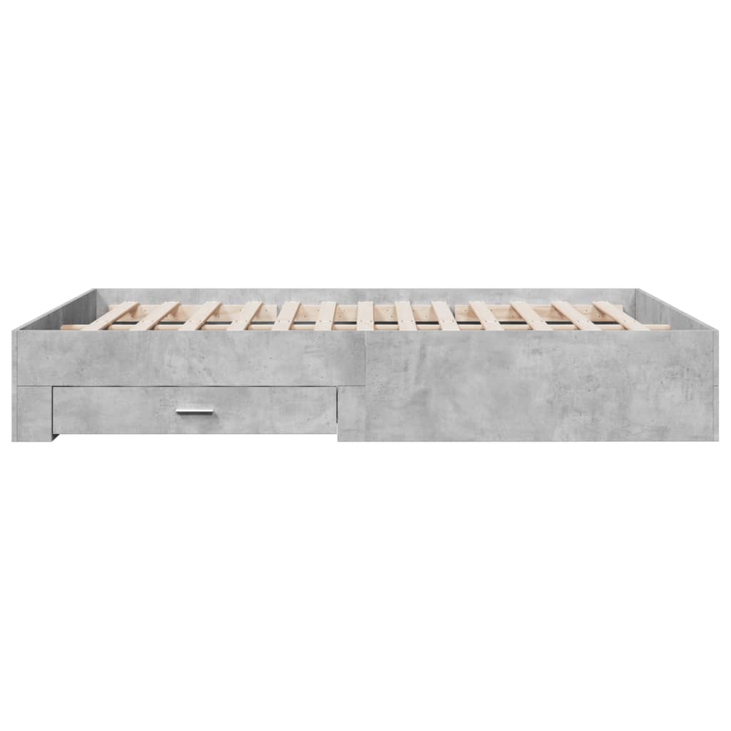 vidaXL Bed Frame with Drawers without Mattress Concrete Grey 150x200 cm King Size