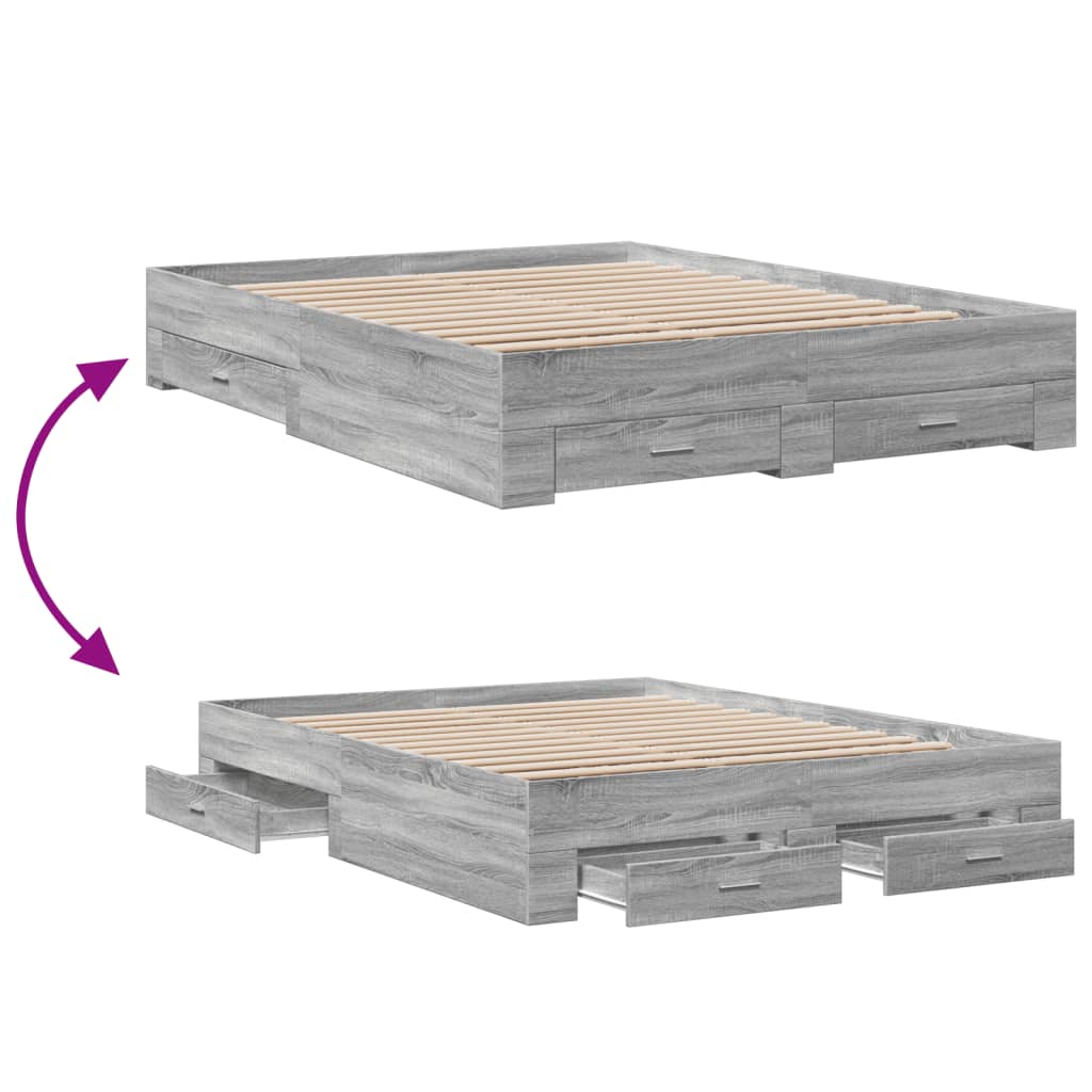 Bed Frame | Grey Sonoma | Engineered wood | King | Bed Frame