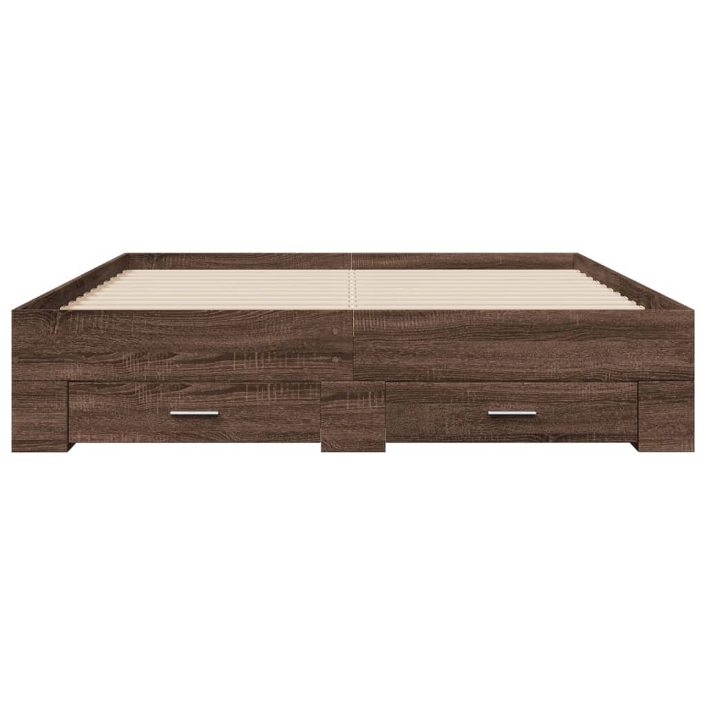 vidaXL Bed Frame with Drawers without Mattress Brown Oak 150x200 cm King Size